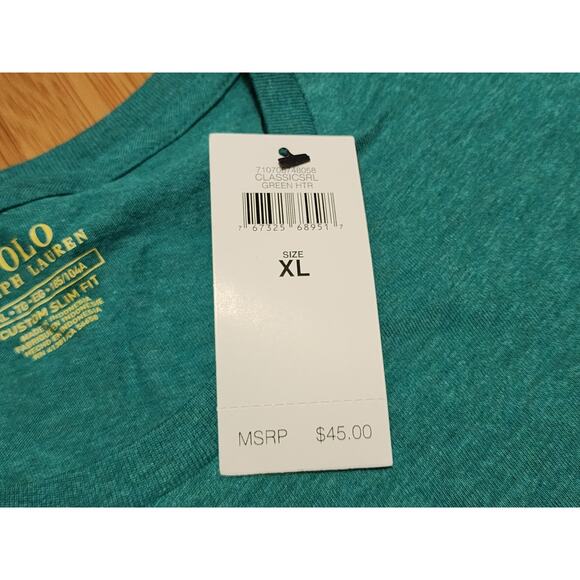 Polo Ralph Lauren Shirt Mens Size XL Heather Green Custom Slim Fit Tee Crew Neck - Picture 3 of 6